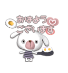 背景が動く▶️絵画風な垂れ耳わんこ（個別スタンプ：1）