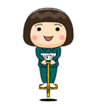 緑ジャージの【おばさん】♀絵本タッチ（個別スタンプ：32）