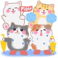 [LINEスタンプ] 4匹のぽちゃりねこ♪初夏