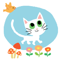 [LINEスタンプ] 白い子ネコ フランス語編