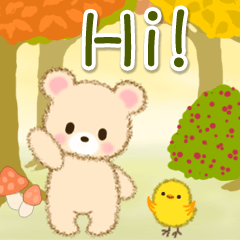 [LINEスタンプ] なかよしクマぴよ 秋の森(英語版)