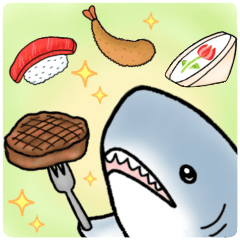 [LINEスタンプ] 生活感のあるサメ5〜食べ物〜の画像（メイン）